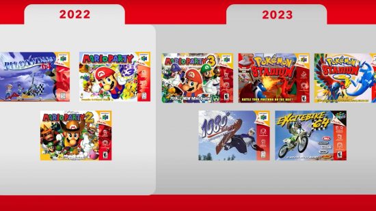 Nintendo Switch Online N64 games: a screenshot from the most recent Nintendo Direct shows the upcoming slate of N64 games coming to the NSO service
