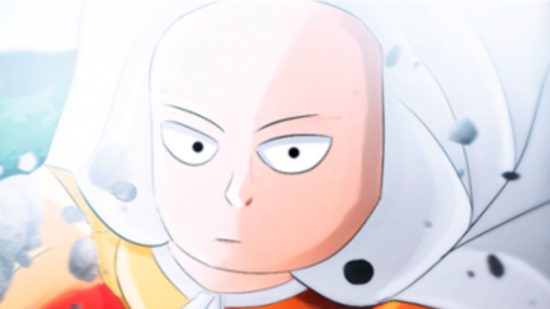 One Punch Fighters codes - a Roblox version of Saitama glaring