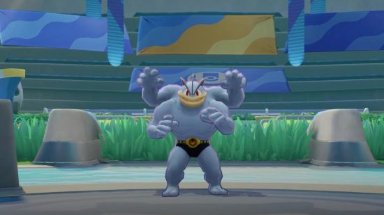 Rangliste von Pokémon Unite – Machomp steht in der Arena