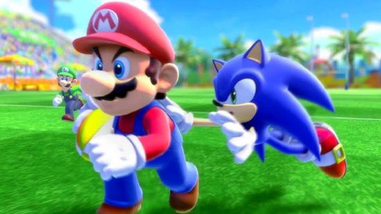 Mario and Sonic playing rugby at the 2020 Olympic games screenshot for Rugby games for Switch and mobile guide