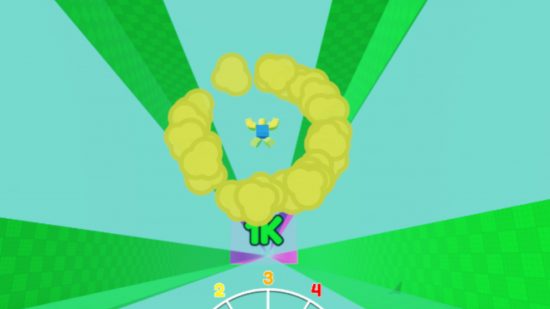 Skydive Race Clicker codes - a Roblox character skydiving through a yellow ring