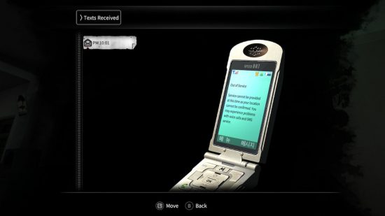 A flip phone showing a gameplay hint