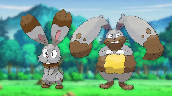 Custom image of Bunnelby and Diggersby on a field background for bunny Pokémon guide