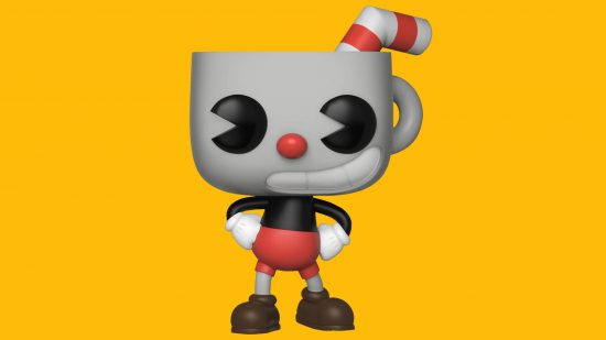Cuphead funko pop: an image shows a Funko Pop of Cuphead against a yellow background