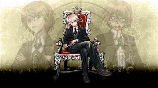 Danganronpa characters Byakuya sat on a throne