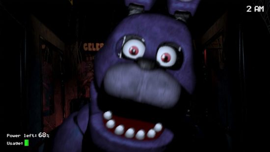Zrzut ekranu z jumpscare z Five Nights at Freddys dla przewodnika horroru Digimon Survive 