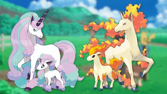 Both the normal and galarian version of Ponyta and Rapidash for horse Pokemon list