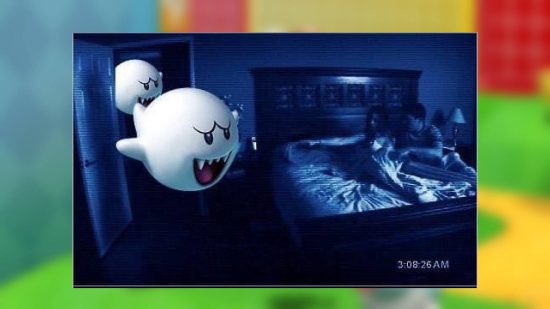 Mario memes: a meme shows a Boo invading a couple's room at night