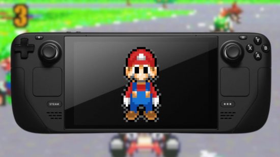 Custom image of GBA era Mario on a Steam Deck screen