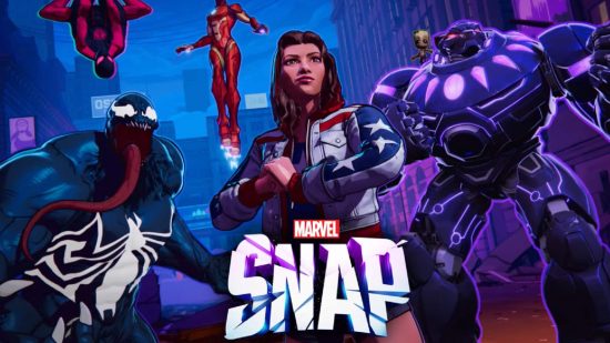 Key art for Marvel Snap with America Chavez and Venom from other Marvel games