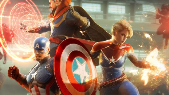 Key art for Marvel Future Revolution with Captain Mavel and Captain America