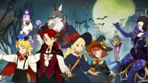 ni no kuni cross world halloween update key art featuring various characters and costumes