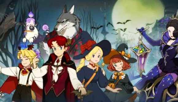 ni no kuni cross world halloween update key art featuring various characters and costumes