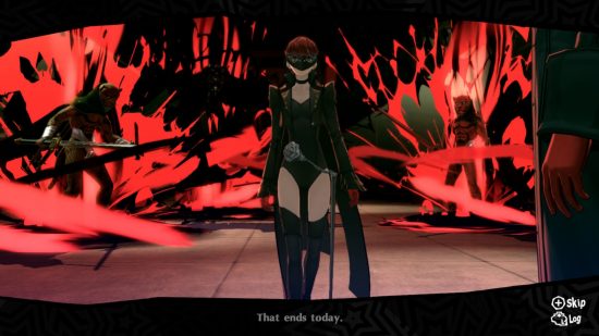 Persona 5 Switch review - one of the Phantom Thieves walking after defeating enemies