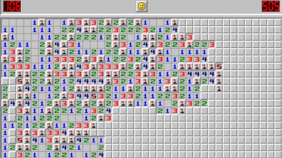 Screenshot of a game of classic Minesweeper for how to play minesweeper on Switch and mobile guide