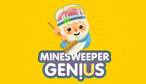 Cover art for Minesweeper Genius with mind sweeping character for how to play minesweeper on Switch and mobile guide