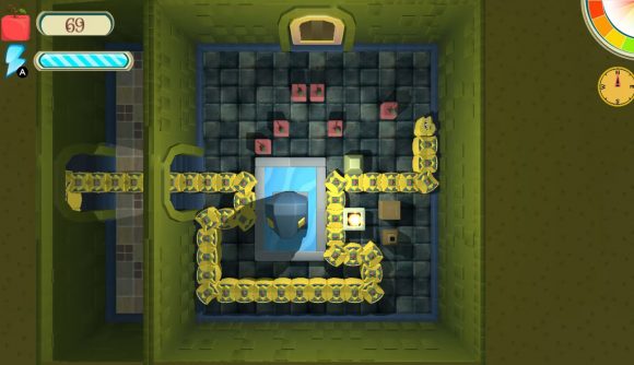Play Snake - The Snake King screenshot showing a 3D snake navigating a small room