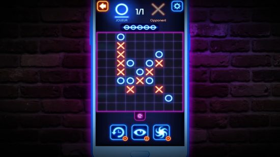 Play Tic Tac Toe - a screenshot of Tic Tac Toe Glow gameplay