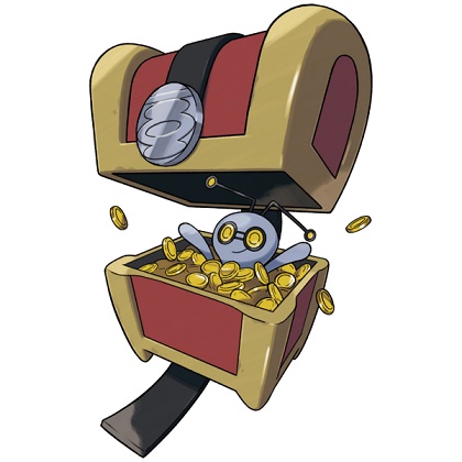 Pokedex - Gimmighoul in a chest against a white background