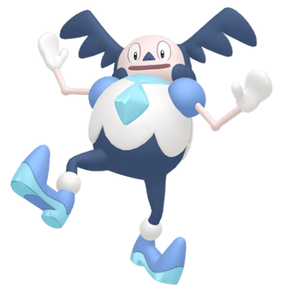 Pokédex - a Galarian Mr Mime against a white background