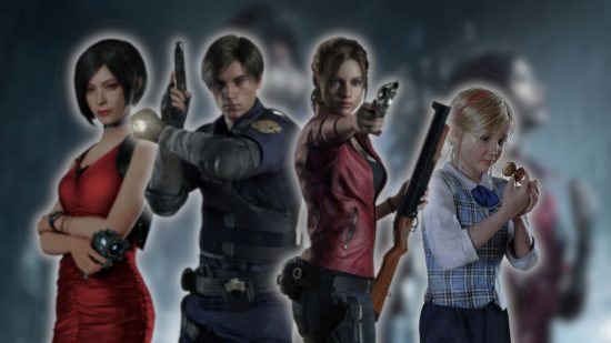 Resident Evil 2 characters: From left to right, Ada, Leon, Claire and Sherry from Resident Evil 2 Remake