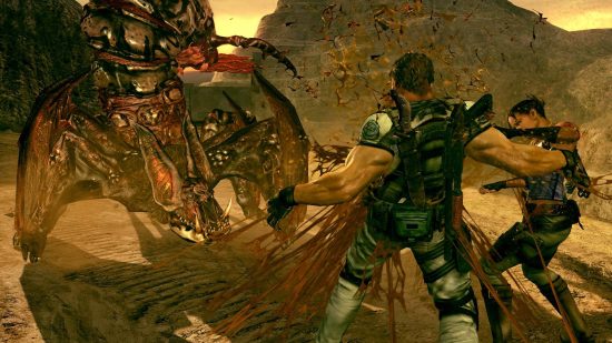 Resident Evil in order: Chris Redfield and Shiva face off against a zombie boss 