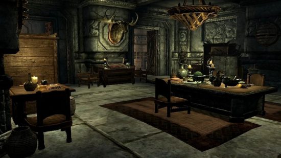 Skyrim houses - the interior of Vlindrel Hall's dining room
