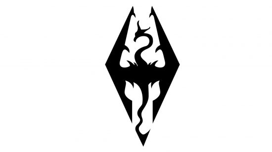 Schwarz-Weiß-Version des Skyrim-Logos