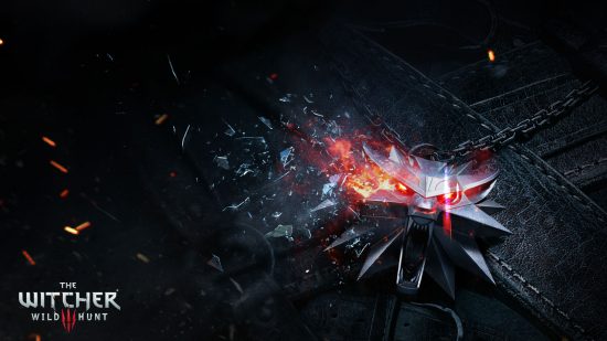 The Witcher 3 wallpaper wolf pendant glowing and shattering
