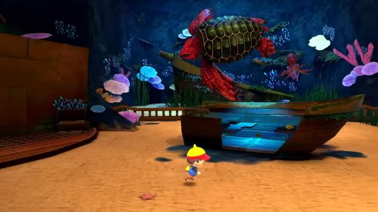 Screenshot of a fisherman running through an underwater cavern for Ace Angler Fishing Spirits M release date news