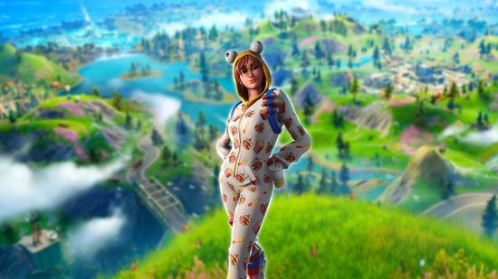 The best Fortnite Skins: A character wearing a comfy onesie skin.