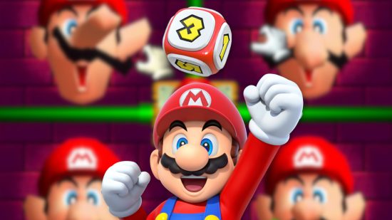 Custom image of Mario batting a Mario Party dice for Mario Party best minigames news