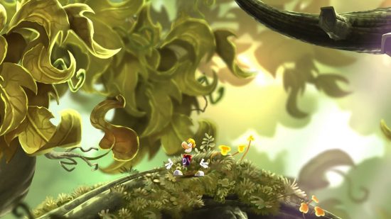 Best running games: Rayman Mini. Image shows a small Rayman standing amidst greenery.