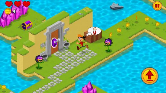 Cool math games: A young pirate walks through a level floating on water