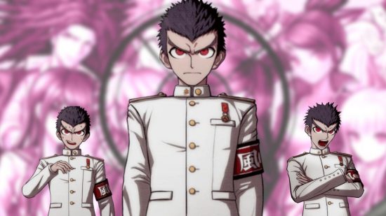 A Danganronpa sprite showing a militaristic boy in a white soldiers outfit with stern eyes and short black hair.