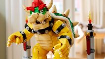 A close up of Lego Bowser
