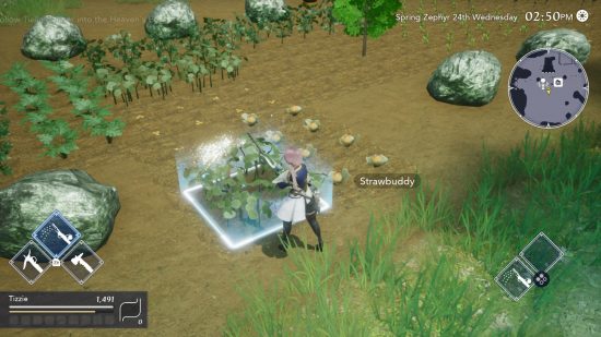 A player watering their Harvestella crops