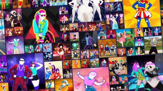 Just Dance song list - a group of tiles showing different songs available on Just Dance Unlimited