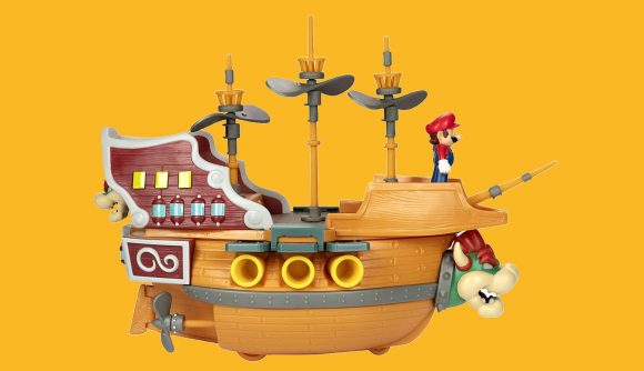 Mario airship figure with Bowsers head on it