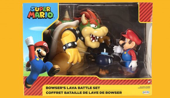 Mario and Bowser figure with the two of them facing each other
