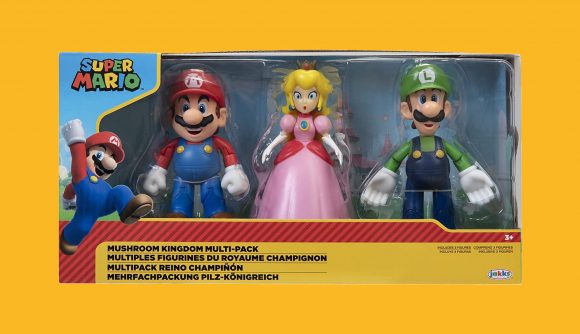 Screenshot of Mario figures with Luigi and Peach