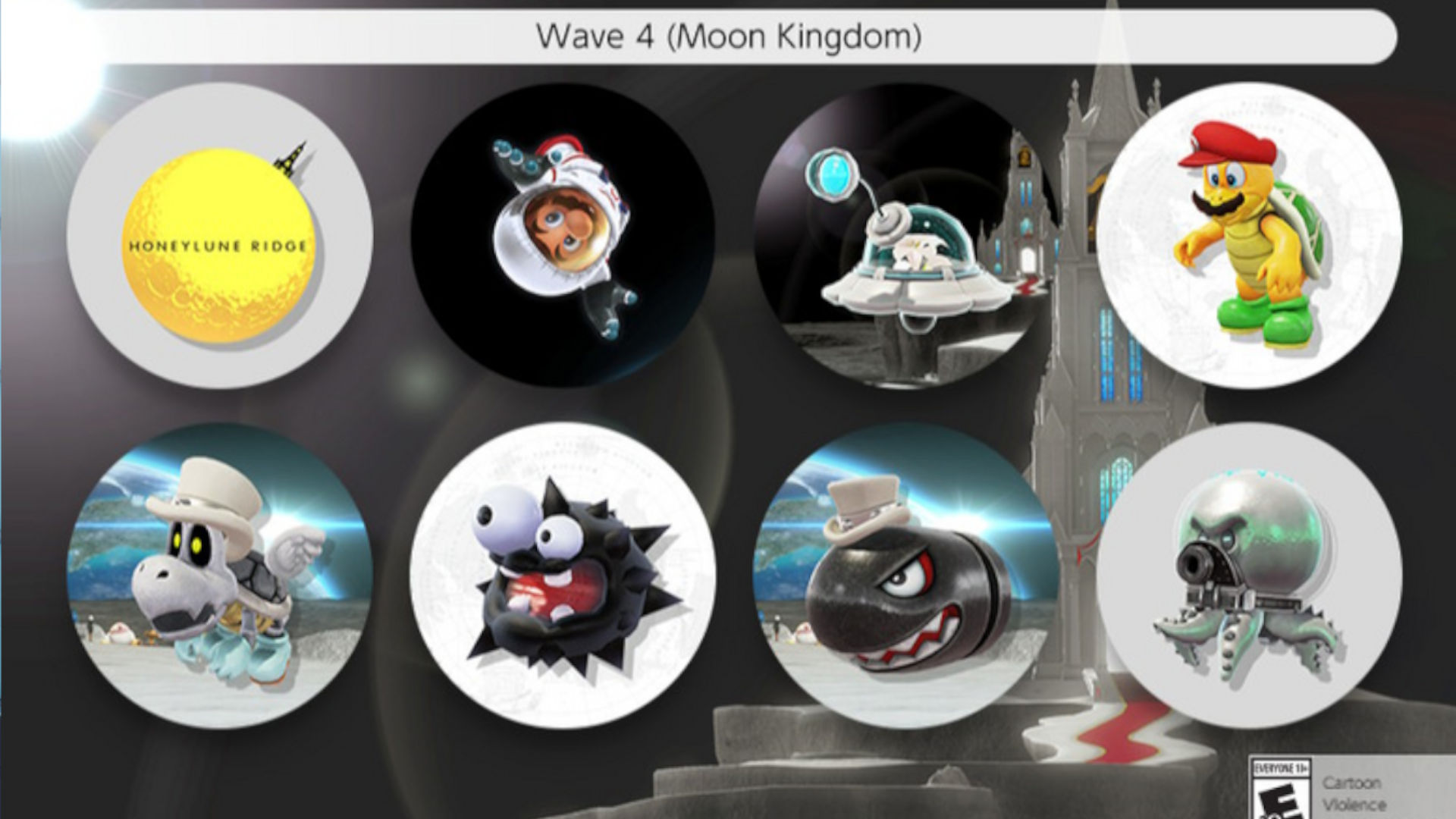 Another batch of Mario Odyssey Switch icons takes us to the moon
