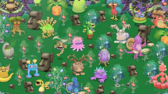 A collection of monsters in a new environment for My Singing Monsters gems guide