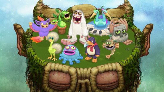 A group of natural monsters on My Singing Monsters Plant Island