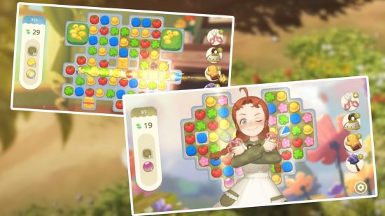 Oh My Anne gameplay screenshots, showing a stylised match three