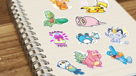 Pokémon Go friends - a notebook full of Pokémon-themed stickers