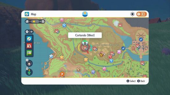 Pokemon Scarlet and Violet Eevee: A Map of Paldea is visible 