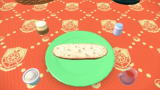 Pokemon Scarlet and Violet recipes: A plain piece of bread is visible on a plate
