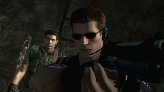 Resident Evil characters: a screenshot shows several Stars members in the Spencer Mansion