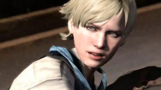 Resident Evil's Sherry with an intense look on her face